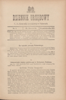 Dziennik Urzędowy C. i k. Komendy powiatowej w Puławach. R.3, nr 5 (10 października 1917)