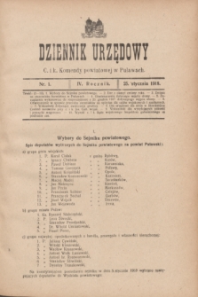 Dziennik Urzędowy C. i K. Komendy Powiatowej w Puławach. R.4, nr 1 (25 stycznia 1918)