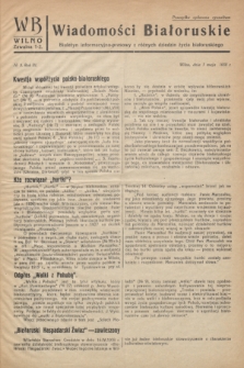 WB Wiadomości Białoruskie : biuletyn informacyjo-prasowy z różnych dziedzin życia białoruskiego. R.3, № 5 (1 maja 1938)
