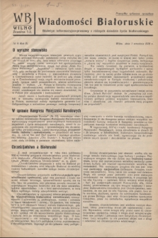 WB Wiadomości Białoruskie : biuletyn informacyjo-prasowy z różnych dziedzin życia białoruskiego. R.3, № 9 (1 września 1938)