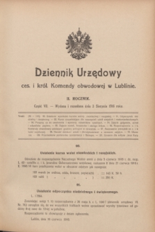 Dziennik Urzędowy ces. i król. Komendy obwodowej w Lublinie. R.2, cz. 7 (3 sierpnia 1916)