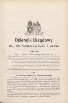 Dziennik Urzędowy ces. i król. Komendy obwodowej w Lublinie. R.2, cz. 9 (13 września 1916)