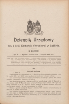 Dziennik Urzędowy ces. i król. Komendy obwodowej w Lublinie. R.2, cz. 11 (5 listopada 1916) + dod.