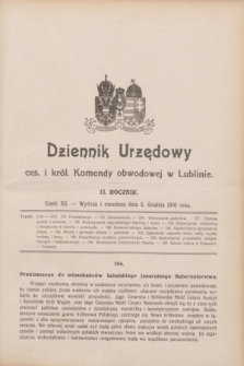 Dziennik Urzędowy ces. i król. Komendy obwodowej w Lublinie. R.2, cz. 12 (5 grudnia 1916) + dod.