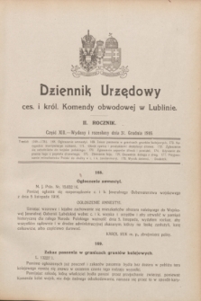 Dziennik Urzędowy ces. i król. Komendy obwodowej w Lublinie. R.2, cz. 13 (31 grudnia 1916) + dod.