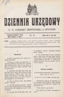 Dziennik Urzędowy C. i K. Komendy Obwodowej w Opatowie. 1916, nr 14 (15 lipca)