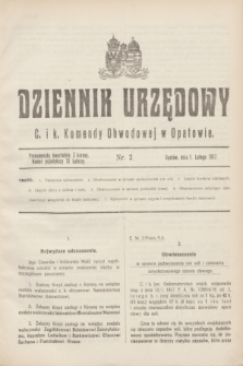 Dziennik Urzędowy C. i k. Komendy Obwodowej w Opatowie. 1917, nr 2 (1 lutego)