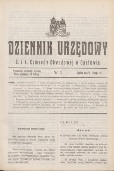 Dziennik Urzędowy C. i k. Komendy Obwodowej w Opatowie. 1917, nr 3 (15 lutego) + wkł.