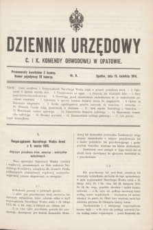 Dziennik Urzędowy C. i K. Komendy Obwodowej w Opatowie. 1916, nr 8 (15 kwietnia)