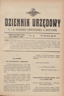 Dziennik Urzędowy C. i K. Komendy Obwodowej w Opatowie. 1916, nr 10 (15 maja)