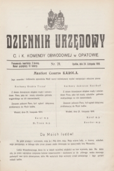 Dziennik Urzędowy C. i K. Komendy Obwodowej w Opatowie. 1916, nr 24 (24 listopada)