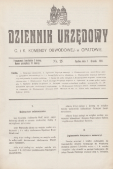 Dziennik Urzędowy C. i K. Komendy Obwodowej w Opatowie. 1916, nr 25 (1 grudnia)
