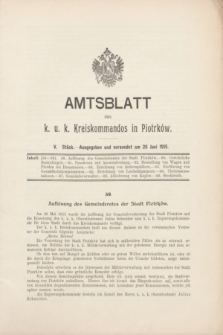 Amtsblatt des k. u. k. Kreiskommandos in Piotrków.1915, Stück 5 (26 Juni) + wkł.