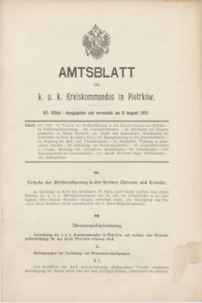 Amtsblatt des k. u. k. Kreiskommandos in Piotrków.1915, Stück 7 (8 August) + wkł.