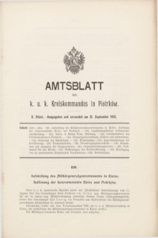 Amtsblatt des k. u. k. Kreiskommandos in Piotrków.1915, Stück 10 (21 September)