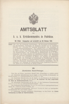 Amtsblatt des k. u. k. Kreiskommandos in Piotrków.1915, Stück 12 (20 Oktober)