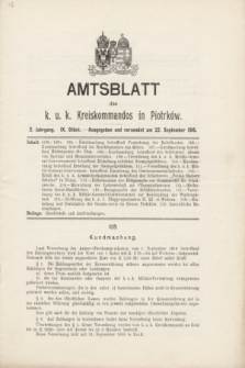 Amtsblatt des k. u. k. Kreiskommandos in Piotrków.Jg.2, Stück 9 (22 September 1916) + dod.