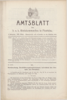 Amtsblatt des k. u. k. Kreiskommandos in Piotrków.Jg.3, Stück 8 (30 Oktober 1917) + dod.