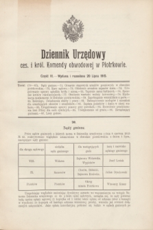Dziennik Urzędowy ces. i król. Komendy obwodowej w Piotrkowie.1915, cz. 6 (20 lipca)