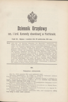 Dziennik Urzędowy Ces. i Król. Komendy Obwodowej w Piotrkowie.1915, Część 12 (20 października)