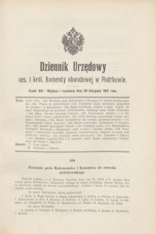 Dziennik Urzędowy ces. i król. Komendy obwodowej w Piotrkowie.1915, cz. 13 (30 listopada)