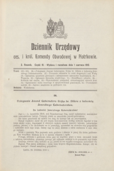 Dziennik Urzędowy ces. i król. Komendy Obwodowej w Piotrkowie.R.2, cz. 4 (1 czerwca 1916) + dod.