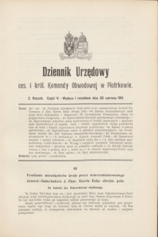 Dziennik Urzędowy ces. i król. Komendy Obwodowej w Piotrkowie.R.2, cz. 5 (20 czerwca 1916) + dod.