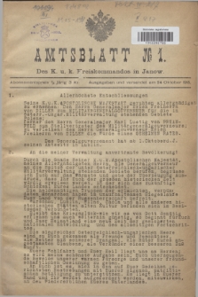 Amtsblatt№ 1 Des K. u. k. Kreiskommandos in Janów. 1915 (24 Oktober)