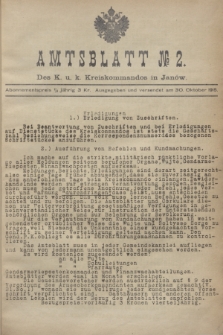Amtsblatt№ 2 Des K. u. k. Kreiskommandos in Janów. 1915 (30 Oktober)