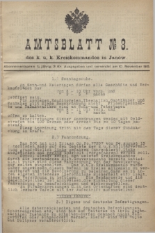 Amtsblatt№ 3 des k. u. k. Kreiskommandos in Janów. 1915 (10 November)
