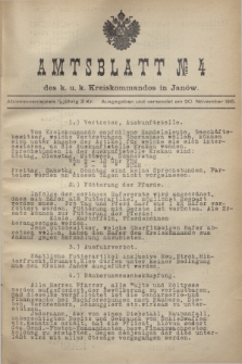 Amtsblatt№ 4 des k. u. k. Kreiskommandos in Janów. 1915 (20 November)
