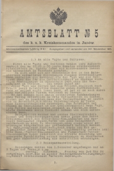 Amtsblatt№ 5 des k. u. k. Kreiskommandos in Janów. 1915 (30 November)