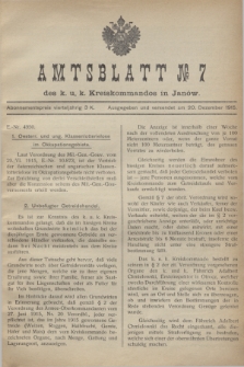 Amtsblatt№ 7 des k. u. k. Kreiskommandos in Janów. 1915 (20 Dezember)