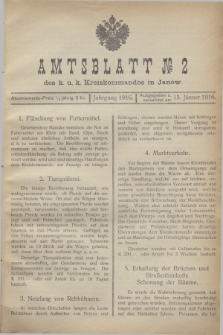 Amtsblatt№ 2 des k. u. k. Kreiskommandos in Janów. 1916 (15 Jänner)