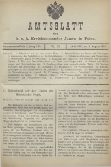 Amtsblatt des k. u. k. Kreiskommandos Janów in Polen.1916, Nr. 15 (2 August)