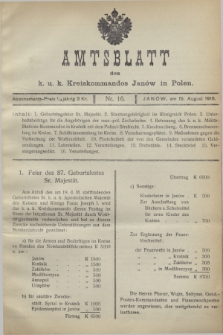 Amtsblatt des k. u. k. Kreiskommandos Janów in Polen.1916, Nr. 16 (15 August)