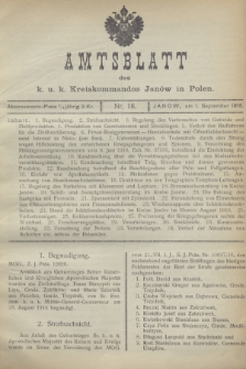 Amtsblatt des K. u. K. Kreiskommandos Janów in Polen.1916, No 18 (1 September) + wkł.