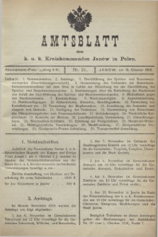 Amtsblatt des k. u. k. Kreiskommandos Janów in Polen.1916, Nr. 21 (15 Oktober)