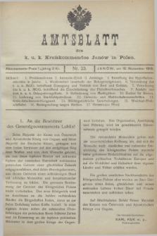 Amtsblatt des k. u. k. Kreiskommandos Janów in Polen.1916, Nr. 23 (15 November)