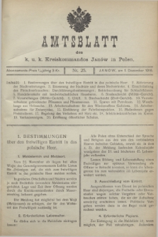 Amtsblatt des k. u. k. Kreiskommandos Janów in Polen.1916, Nr. 25 (1 Dezember)