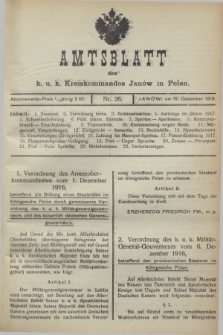 Amtsblatt des k. u. k. Kreiskommandos Janów in Polen.1916, Nr. 26 (15 Dezember)