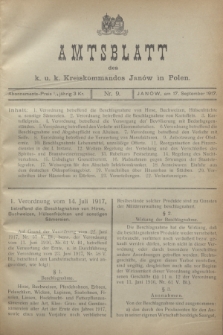 Amtsblatt des K. u. K. Kreiskommandos Janów in Polen.1917, Nr 9 (17 September) + wkł.