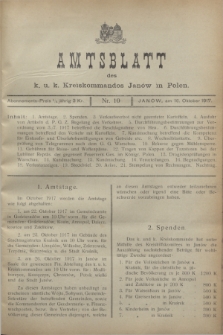 Amtsblatt des K. u. K. Kreiskommandos Janów in Polen.1917, Nr. 10 (16 Oktober)