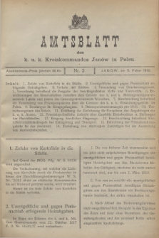 Amtsblatt des K. u. K. Kreiskommandos Janów in Polen.1918, Nr 2 (5 Feber)