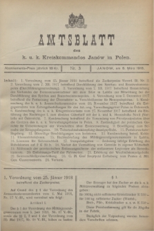 Amtsblatt des K. u. K. Kreiskommandos Janów in Polen.1918, Nr 3 (6 März)