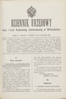 Dziennik Urzędowy ces. i król. Komendy obwodowej w Wierzbniku.1915, cz. 3 (2 listopada)