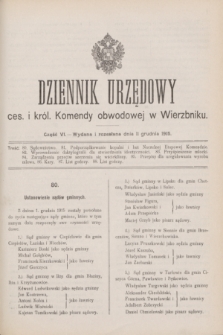 Dziennik Urzędowy ces. i król. Komendy obwodowej w Wierzbniku.1915, cz. 6 (11 grudnia)