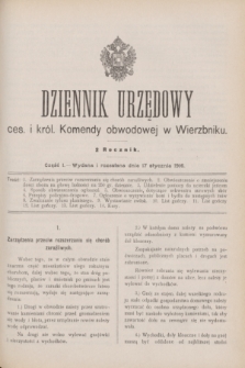 Dziennik Urzędowy ces. i król. Komendy obwodowej w Wierzbniku.R.2, cz. 1 (17 stycznia 1916)