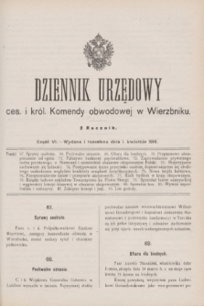 Dziennik Urzędowy ces. i król. Komendy obwodowej w Wierzbniku.R.2, cz. 6 (1 kwietnia 1916)