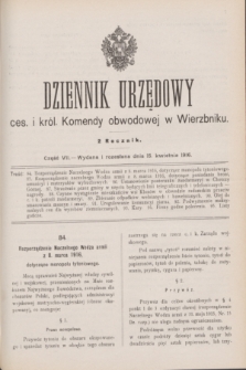 Dziennik Urzędowy ces. i król. Komendy obwodowej w Wierzbniku.R.2, cz. 7 (15 kwietnia 1916)
